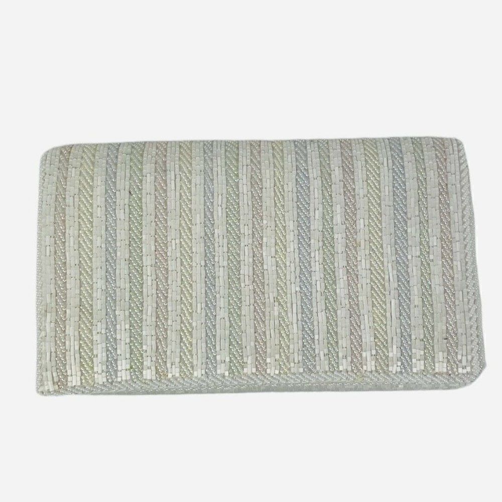 RARE VTG 1950s Walborg Pastel Rainbow Hand Beaded Purse Macau Evening Bag Retro